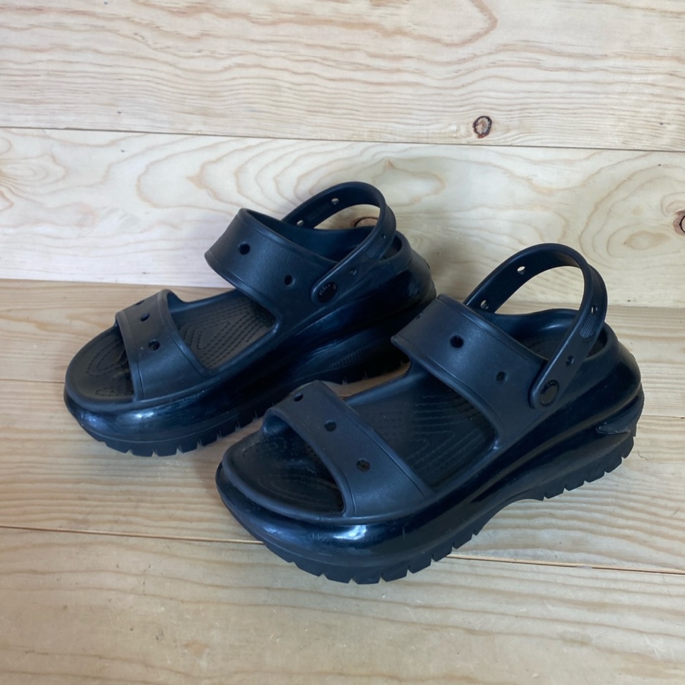 Crocs Mega Crush black chunky Platform sandals size 8